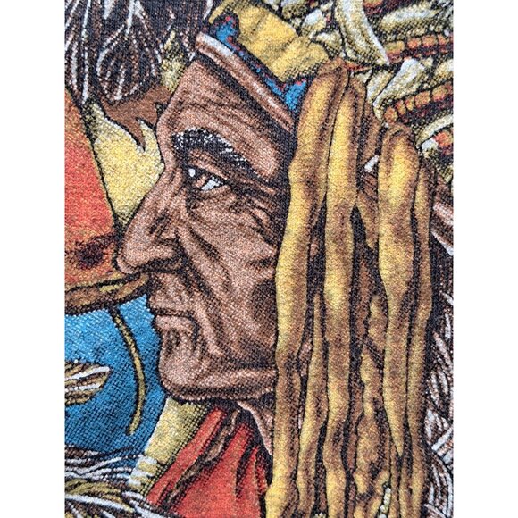 Native American Horse Graphic Black T-Shirt M Gildan Cotton 1990s Vintage Unisex - Picture 3 of 9